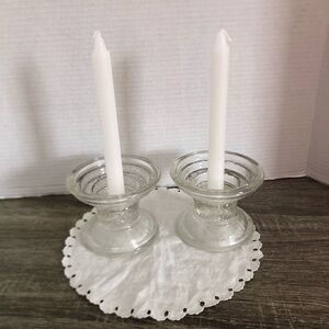 Vtg Swirl Pattern Pillar Taper Candle Holders